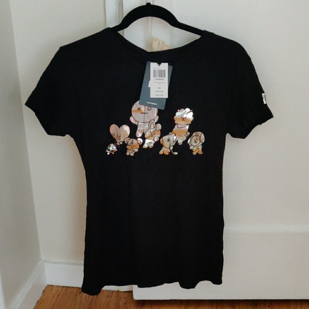 BT21 silver foil group dance tee (Large)